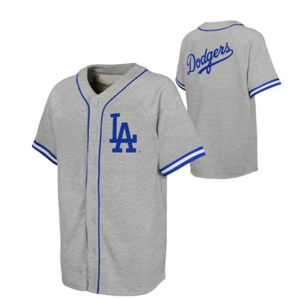 LA DodgersGenuine Merchandise Youth Gray Jersey with Blue Accents